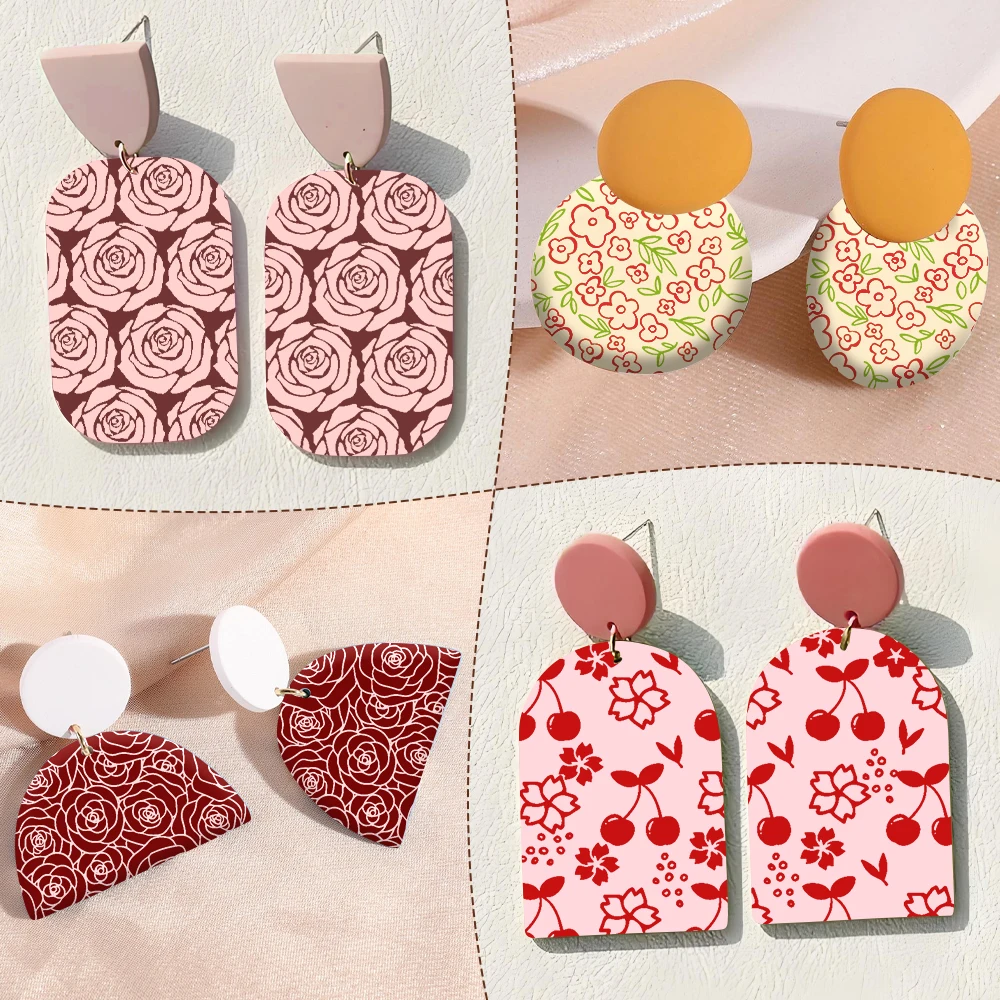 Rose Cherry Blossom Daisy Spider Face Floral Polymer Clay Silk Screen Stencils for Printing Clay Stamps Jewelry Earrings Decor