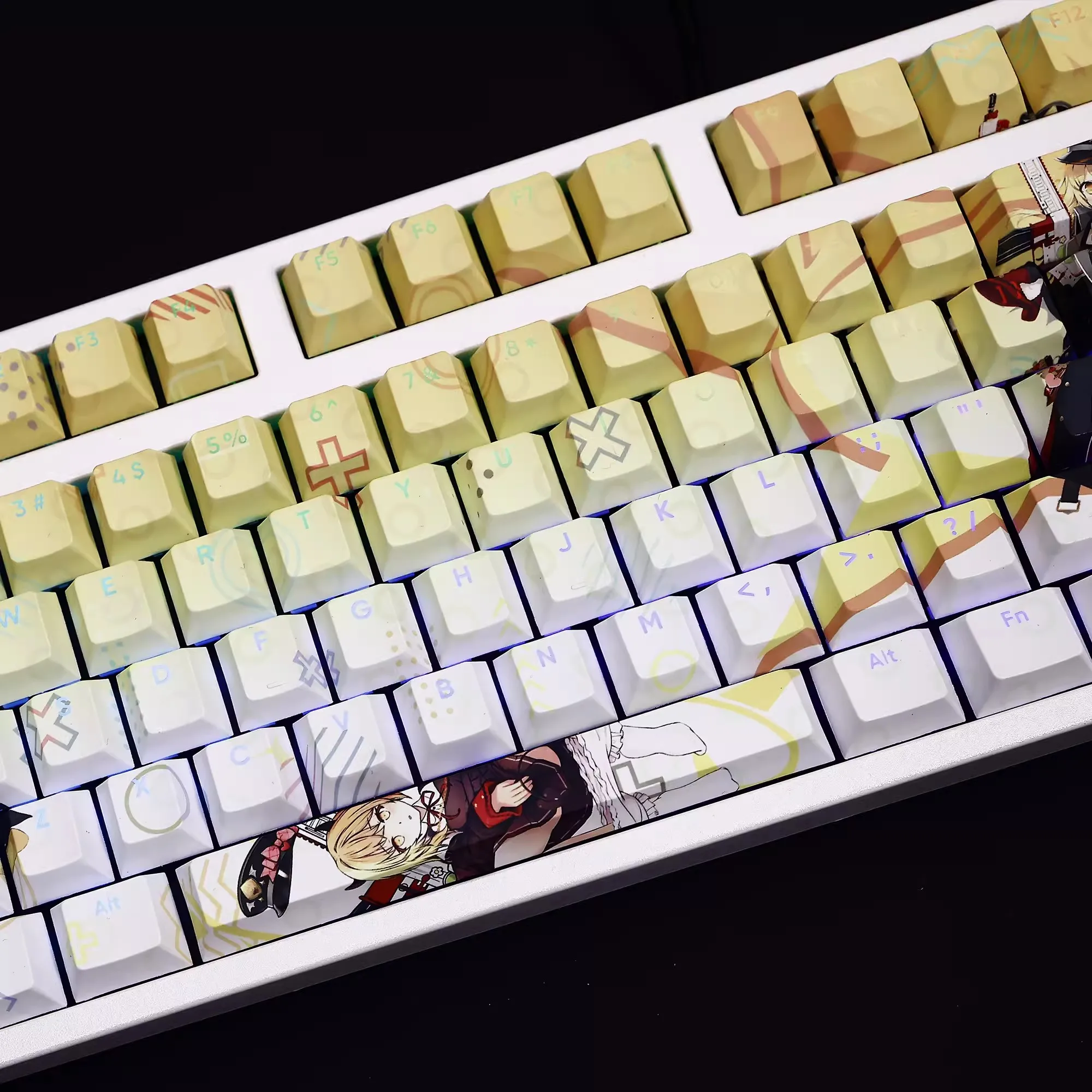 Imagem -03 - Azul Arquivo Ibuki Keycap Grupo Pbt Tintura Subbed Backlit Anime Jogo Caps Chave para Ansi 61 87 104 108 Chaves