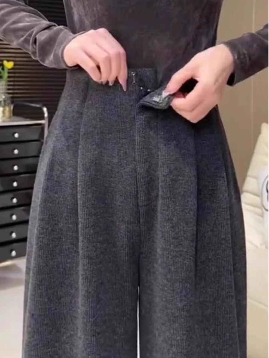 

High Waist Wide Leg Pants Women's Casual Loose Fit Trousers Thickened Autumn Season Fashion plus Size Straight Leg Pants