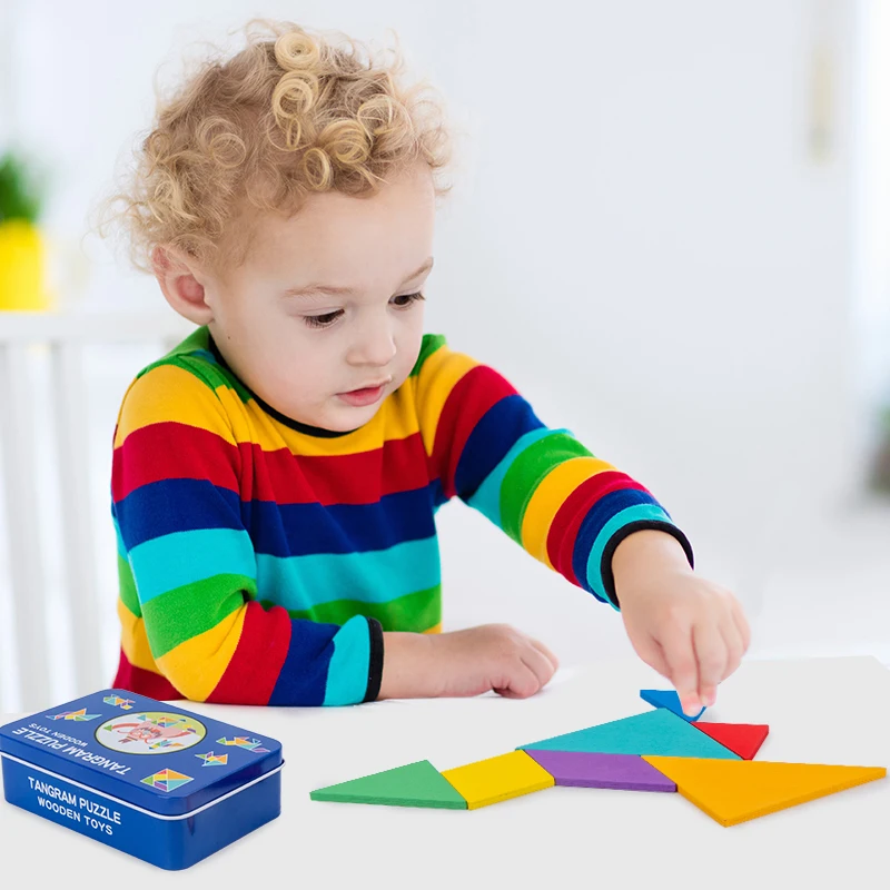 

Деревянная 3D головоломка Tangram, обучающие игрушки для детей, детская развивающая игрушка, Детская интерактивная игра