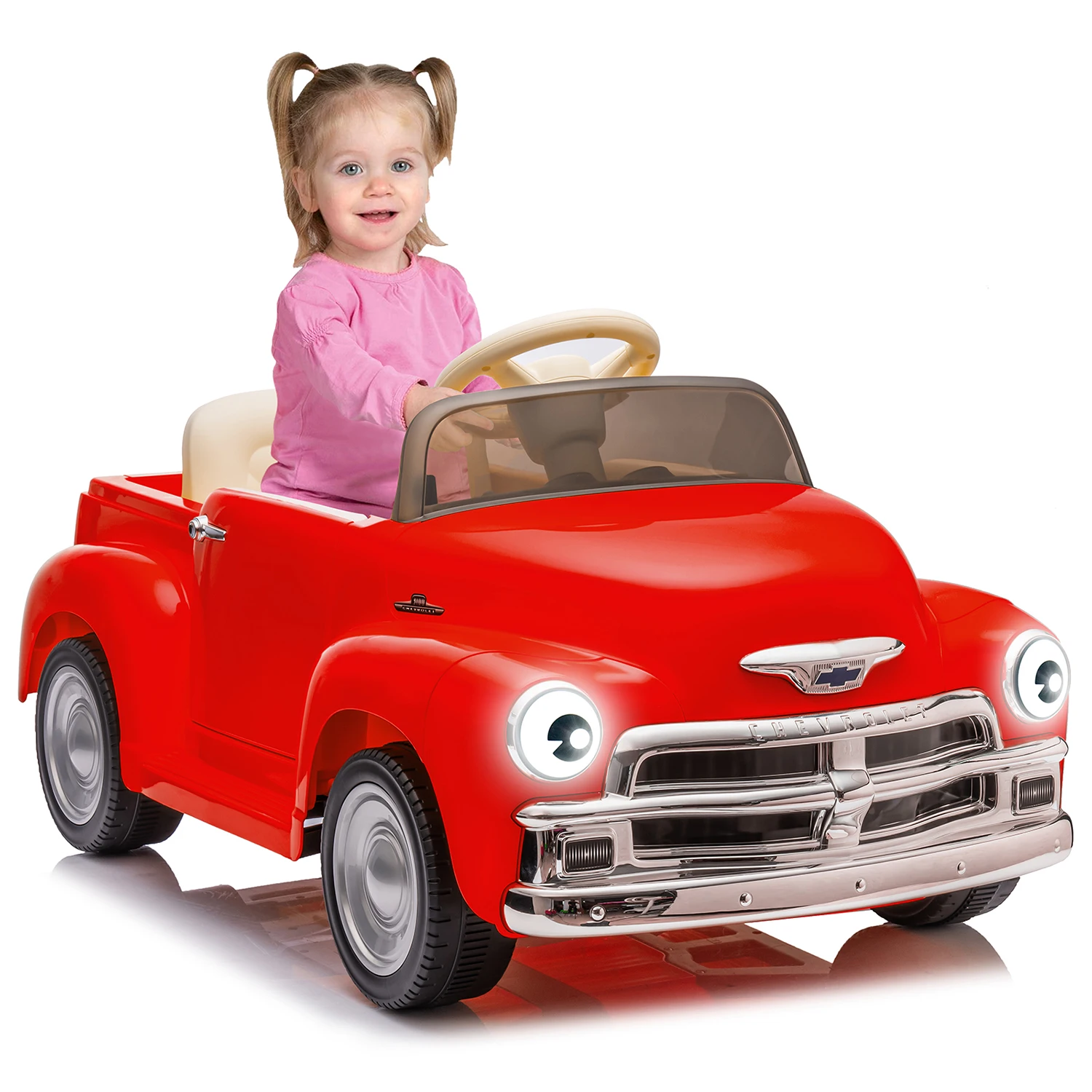 Coche de juguete de 12 V para niños de 3 a 6 años, coches eléctricos con control remoto para padres, 2 velocidades, faros delanteros y orejas, reproductor de música