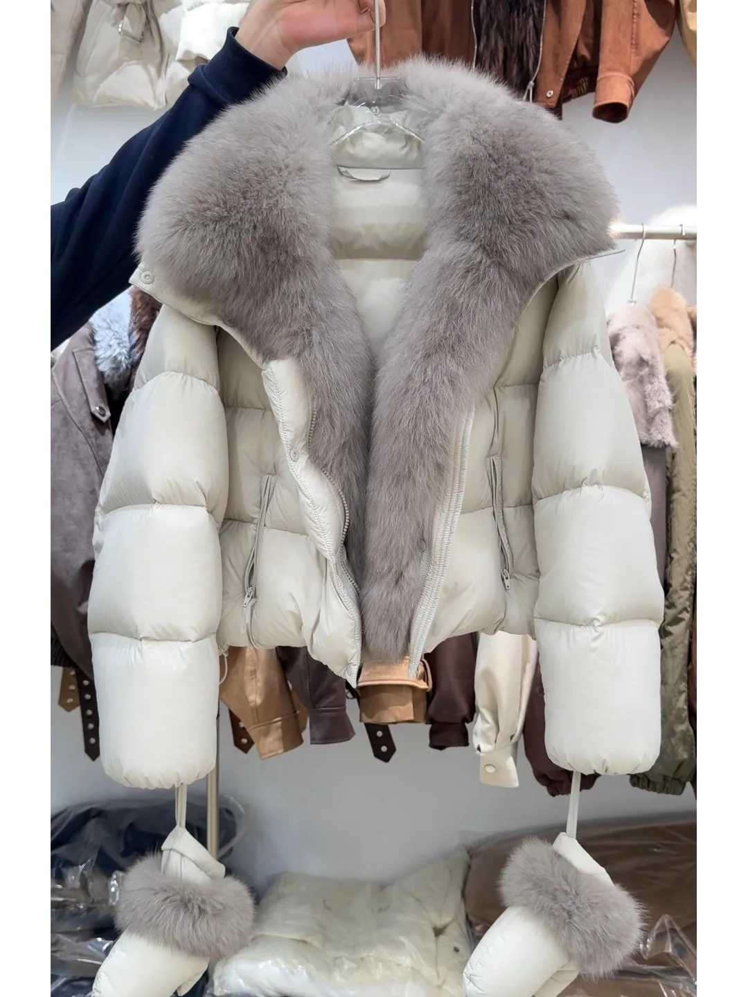 

Утягивающее корейское пальто с меховым воротником, женское теплое хлопковое пальто на зиму, модное универсальное новое поступление