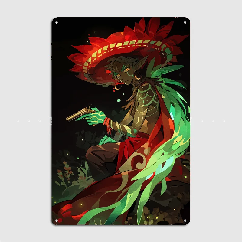 Fantasy Elf Gunslinger with Sombrero Poster Metal Tin Sign Indoor Outdoor Home Decor Bar Custom Posters Wall Room Decorations