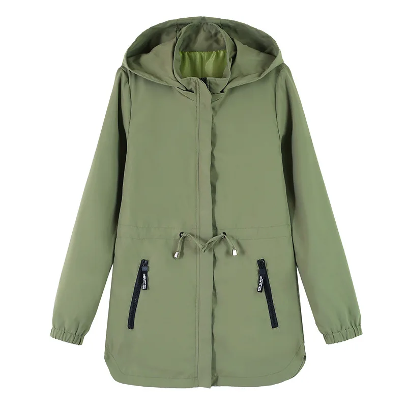 Gabardina de Mujer Primavera Otoño 2026, Nueva Moda, con Capucha, Larga, Cortavientos, Ropa Exterior Informal, Gabardina Femenina