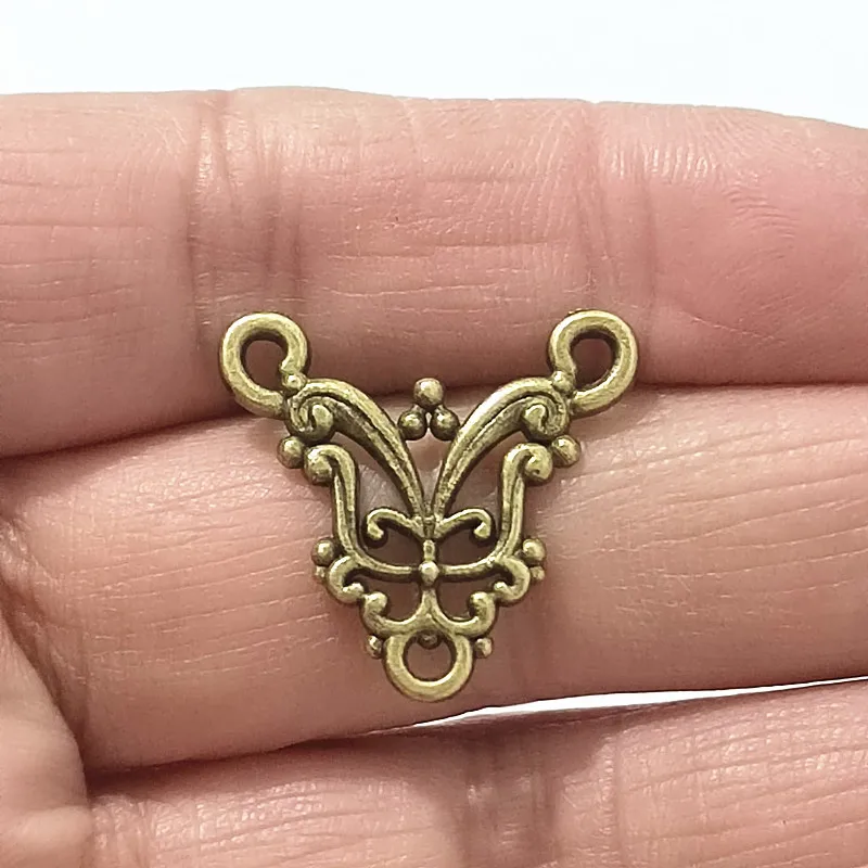 30Pcs/Lot Antique Silver Plated/Bronze Flower Butterfly Style Connector Charm Pendant DIY Jewelry Supplies for Bracelet Necklace