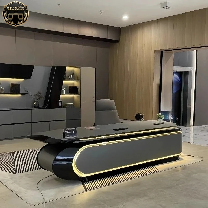 Z10Luxury Combination Computer Desks Organizer Floor Design Secretary Modern Office Desk Wood Work Boss Escritorio Desk Furnitur