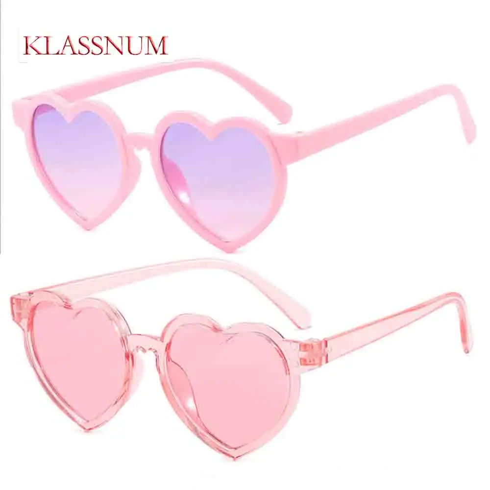 

KLASSNUM New Trendy Heart-Shaped Kids Sunglasses Candy Color Children Shades for Baby Glass Toddler Boy Girls Sun Glasses UV400
