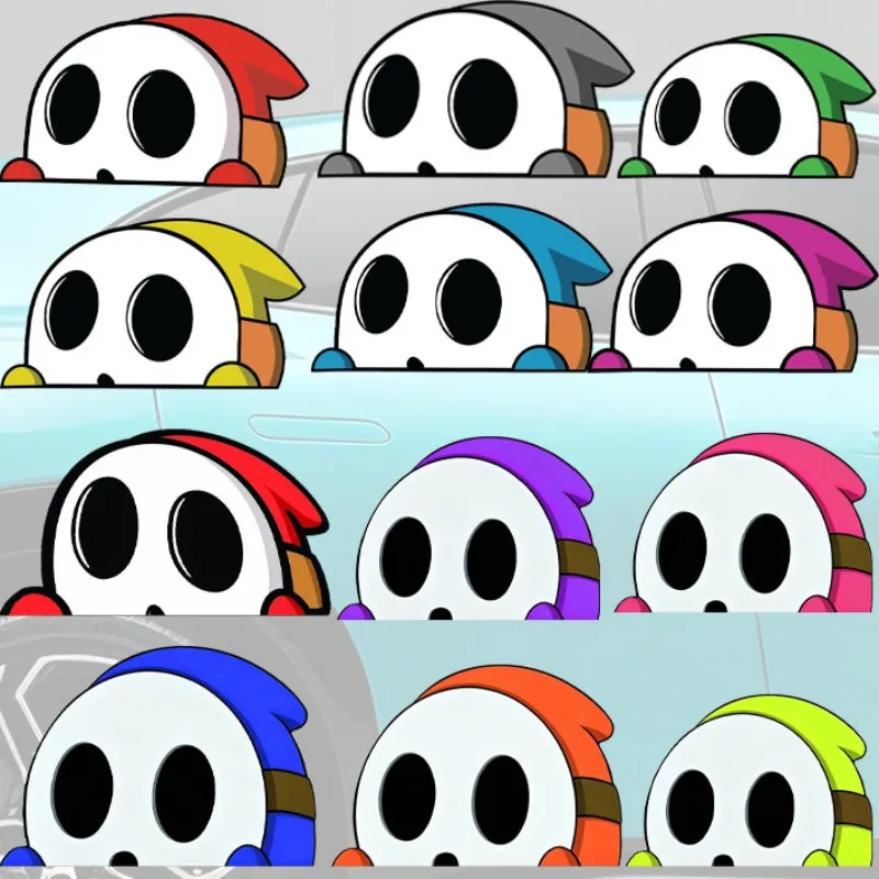 JDM Cartoon Shy Guy Peeker Vinyl Stickers Chibi Big Head Graffiti Decal for Car Window Bumper Auto Body Decoration