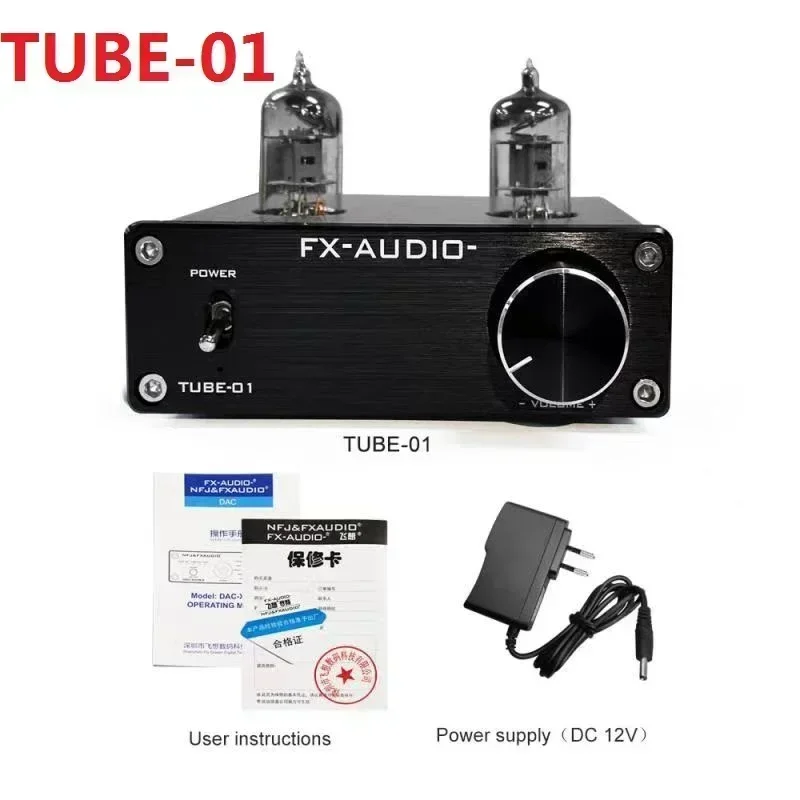 2020 FX-AUDIO tube-01 (6j1) tube-03 (6k4) hifi 2.0 portátil tubo de sintonia pré amplificador dac decodificador de áudio digital dc12v/1a adaptador