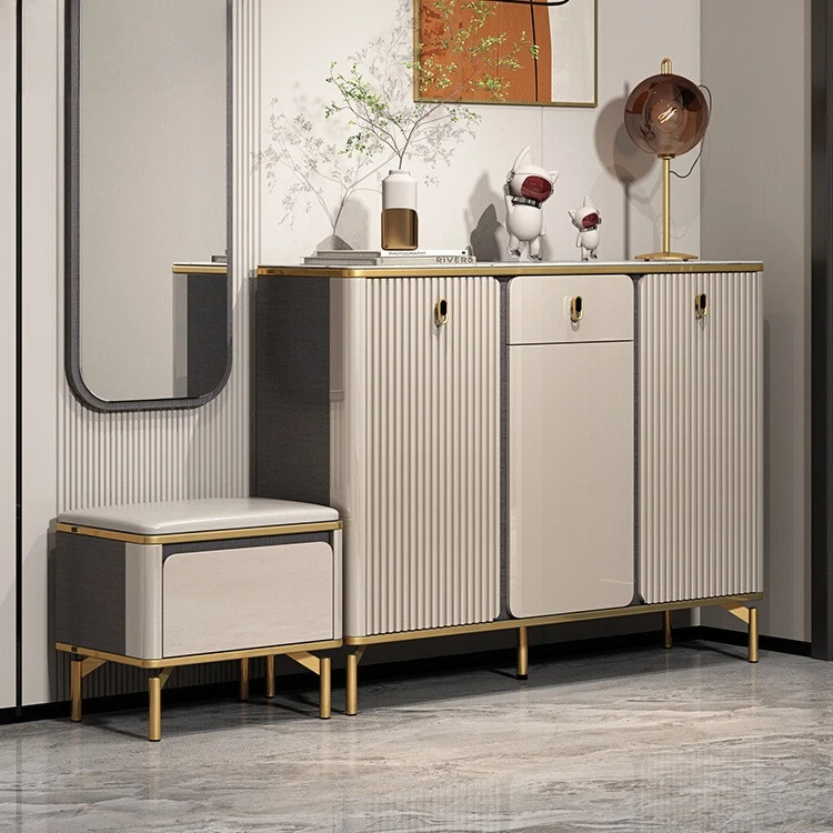 Slate shoe cabinet household entrance cabinet with shoe stool integrated simple modern large-capacity new storage cabinet