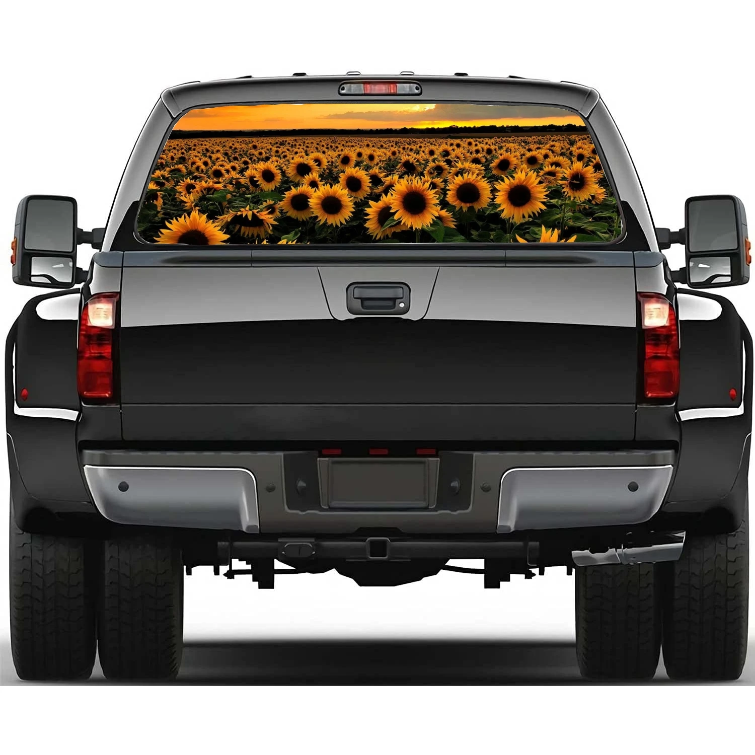 

Sunflower Fields Sunset Car Rear Windshield Sticker Truck Window See Through Perforated Back Glass-Window Vinyl Decal Decoration