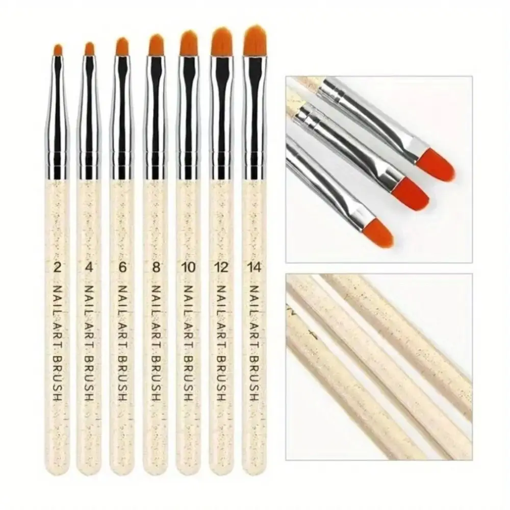 

7pcs Manicure UV Gel Brushes Set Nail Art Durable Bristles Poly Extension Gel Brush DIY Nail Art Tips Builder Pen Beauty Salon