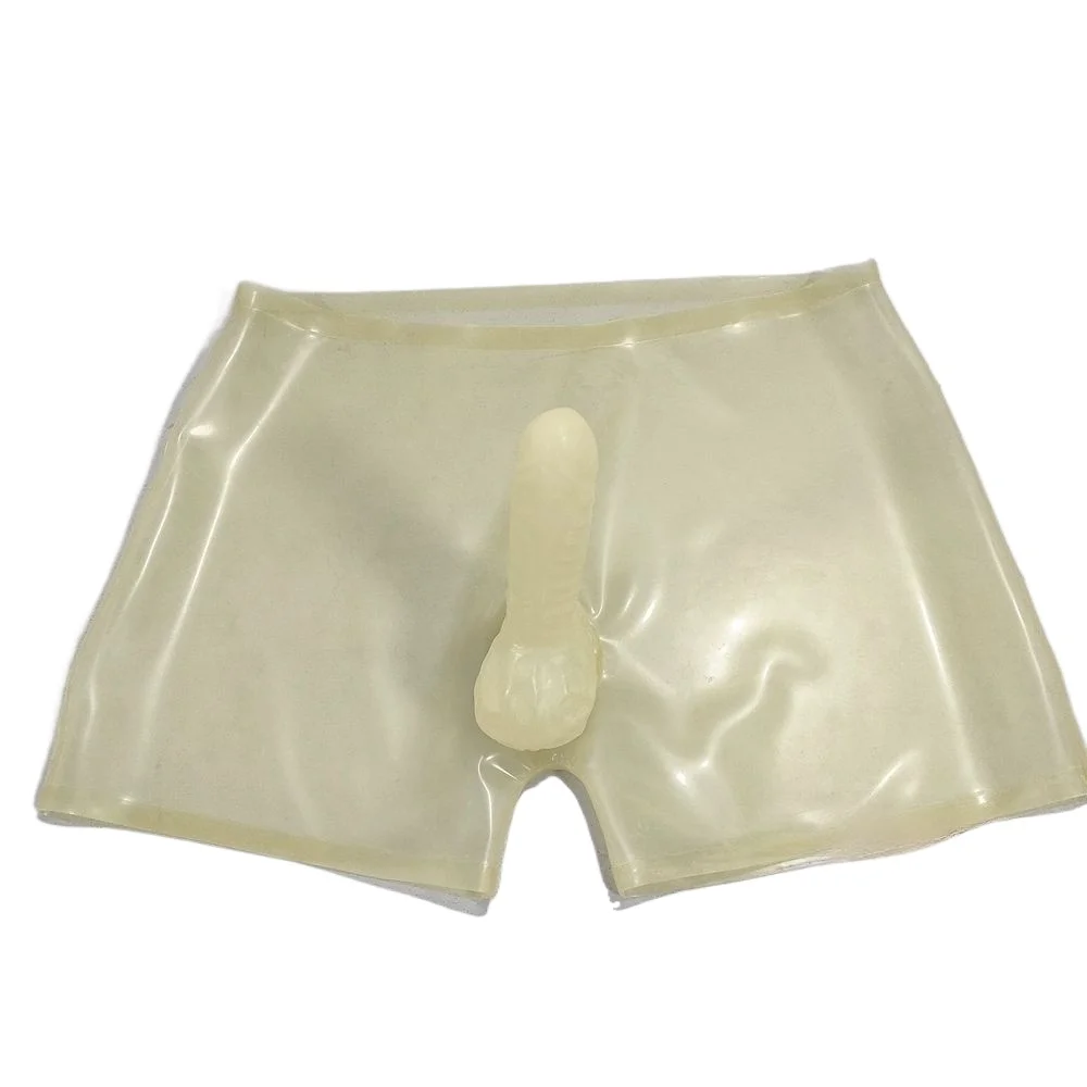 

Natural Latex Men's Sexy Belt Condom Boxer Elastic Briefs Sexy Tights