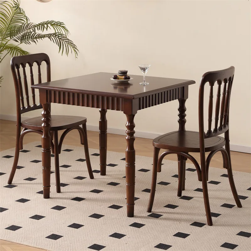 Retro cafe solid wood dining table and chairs baking dessert shop chair fusion western restaurant clear bar dining table and cha