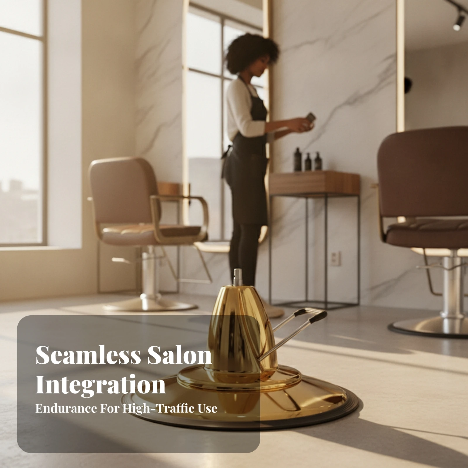 Hydraulic Chair Base Gold-Tone Salon Chair Base Furniture Accessory Long-Lasting Hardware Non-Slip for Hairdressers