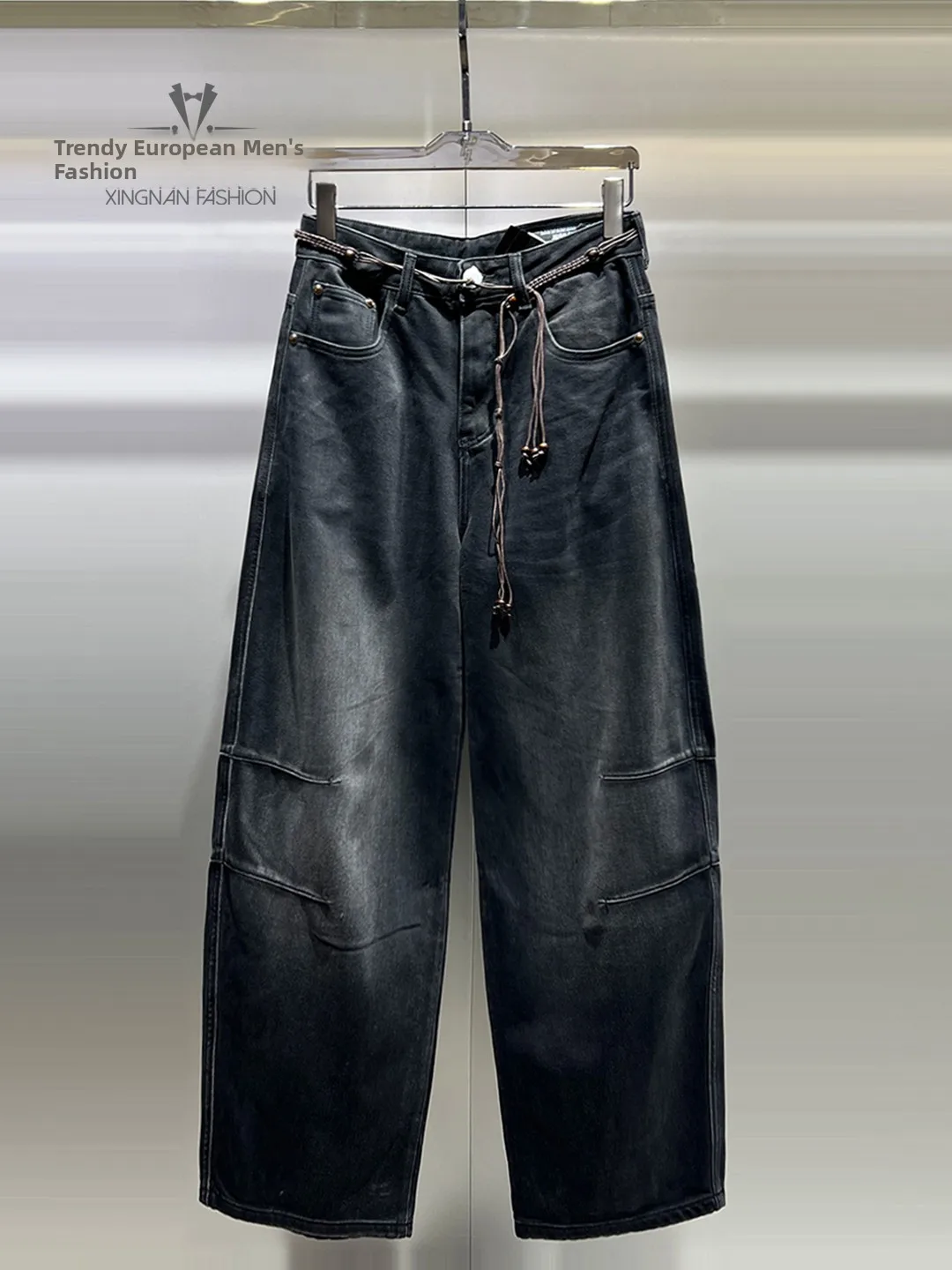 

Мужские джинсы-буткэт с флисовой подкладкой, свободного кроя, винтажные, с эффектом потертости, сшитые из разных тканей, премиум-класса, зимние, повседневные, прямые джинсы