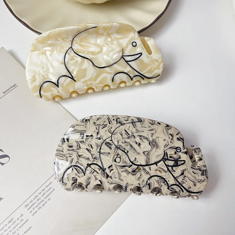 

Vintage Acetate Marble Pattern Large Size Hair Clip Claw For Women Fashion Elephant Ponytail Large Barrettes Hair Accessories