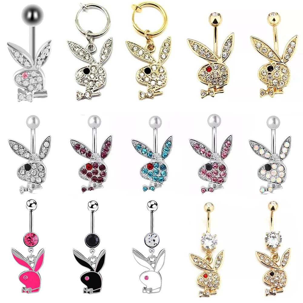 Fashion Cartoon Rabbit Belly Button Piercing Stainless Steel Navel Button Ring Women Girls Body Jewelry Piercing Nombril Ombligo