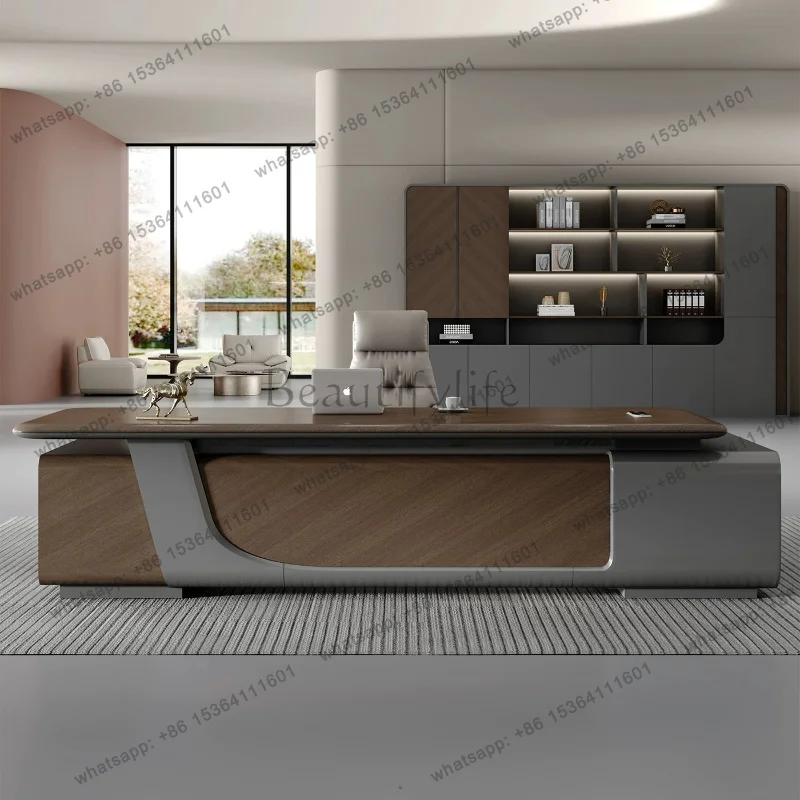LJY Premium Large Modern Minimalist Desk Light Luxury Room Tables Office Desks And Workstations Computer Table Chair Set Furnitu