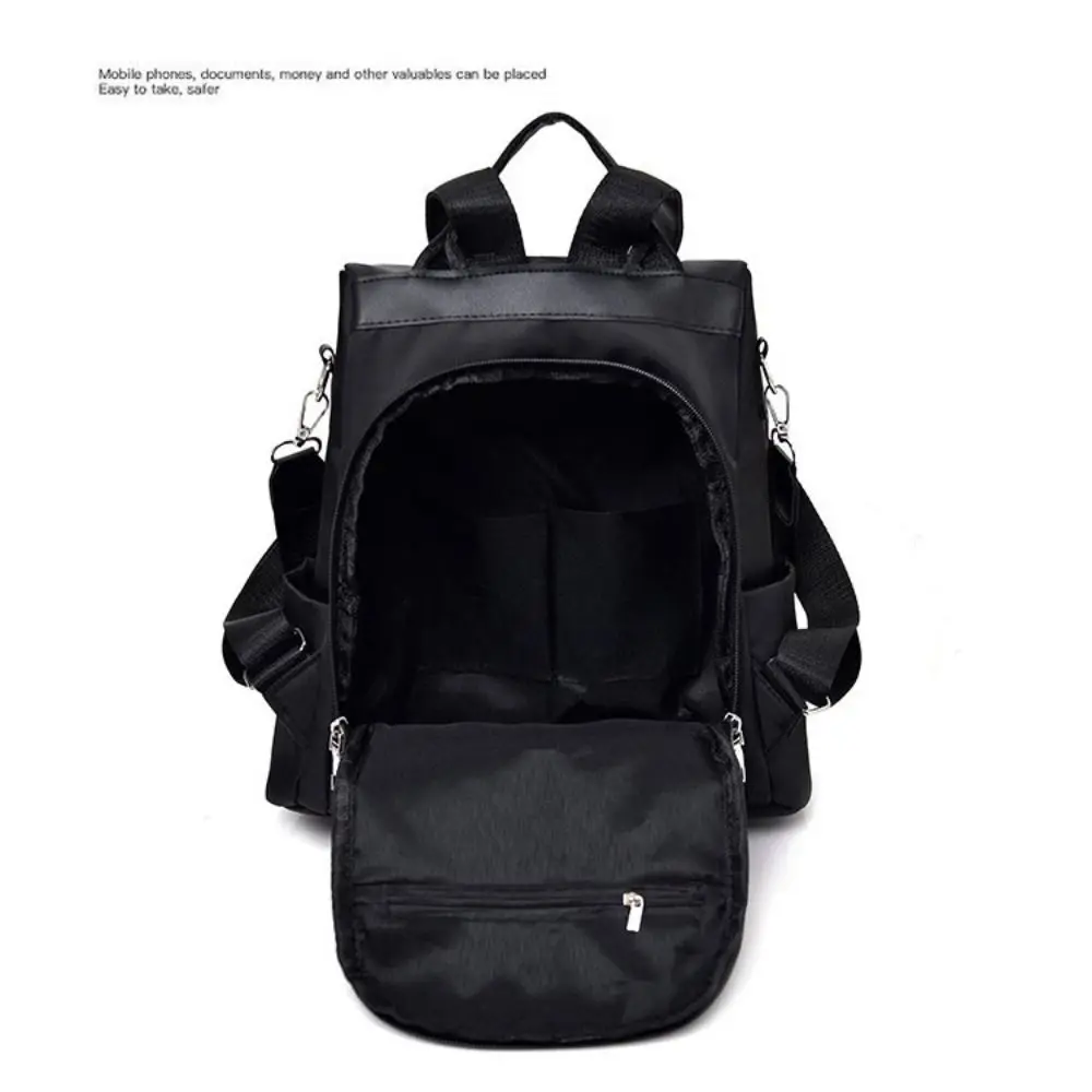 Wasserdichter Oxford-Rucksack mit hoher Kapazität, Diebstahlsicherer, leichter Reise-Tagesrucksack, einfarbig, vielseitige Umhängetasche für Damen – Detail 3