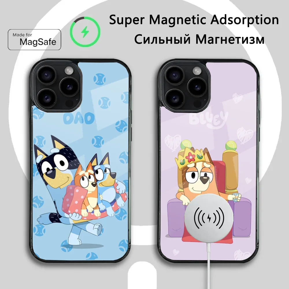 Blue-yS Cartoon B-Bingo-o Phone Case For iPhone 16 15 14 13 12 11 Plus,Pro,Max Mini Magsafe Magnetic Wireless Charging