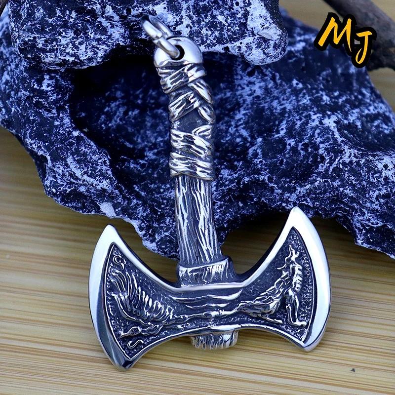 Vintage Viking Axe Medieval Necklace for Men Stainless Steel Nordic wolf Pendants animal Amulet Jewelry Accessories Dropshipping image 5
