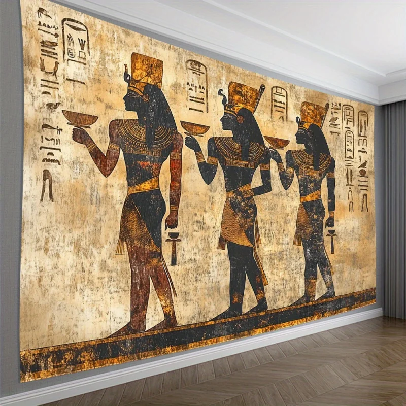 

VIKAMA Экзотический позолоченный египетский фараонский баннер с гипоглифами и изображением божеств, фон для стен, декоративное полотно в экзотическом стиле для кабинета, выставки, гостевого дома