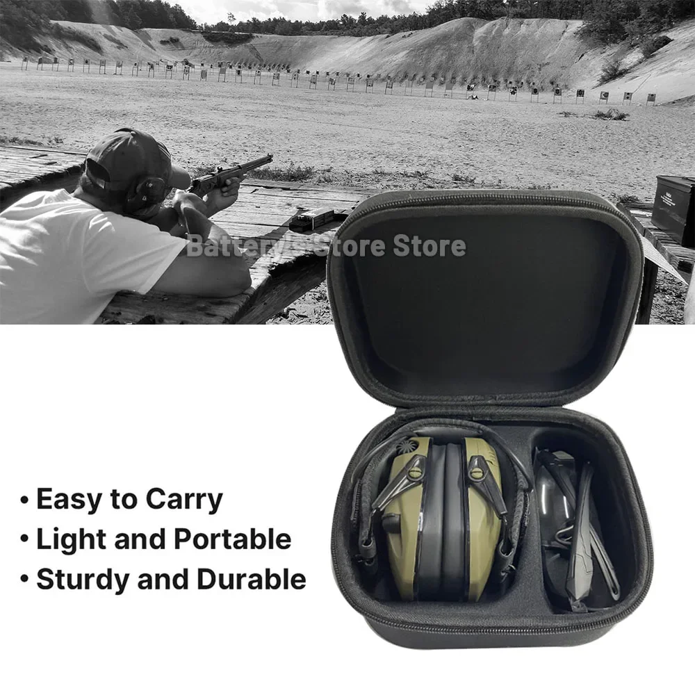 Electronic Shooting Earmuff Active Hearing Protection Headset with Storage Travel Case & Shooter Safety Eyewear Glasses for Gift