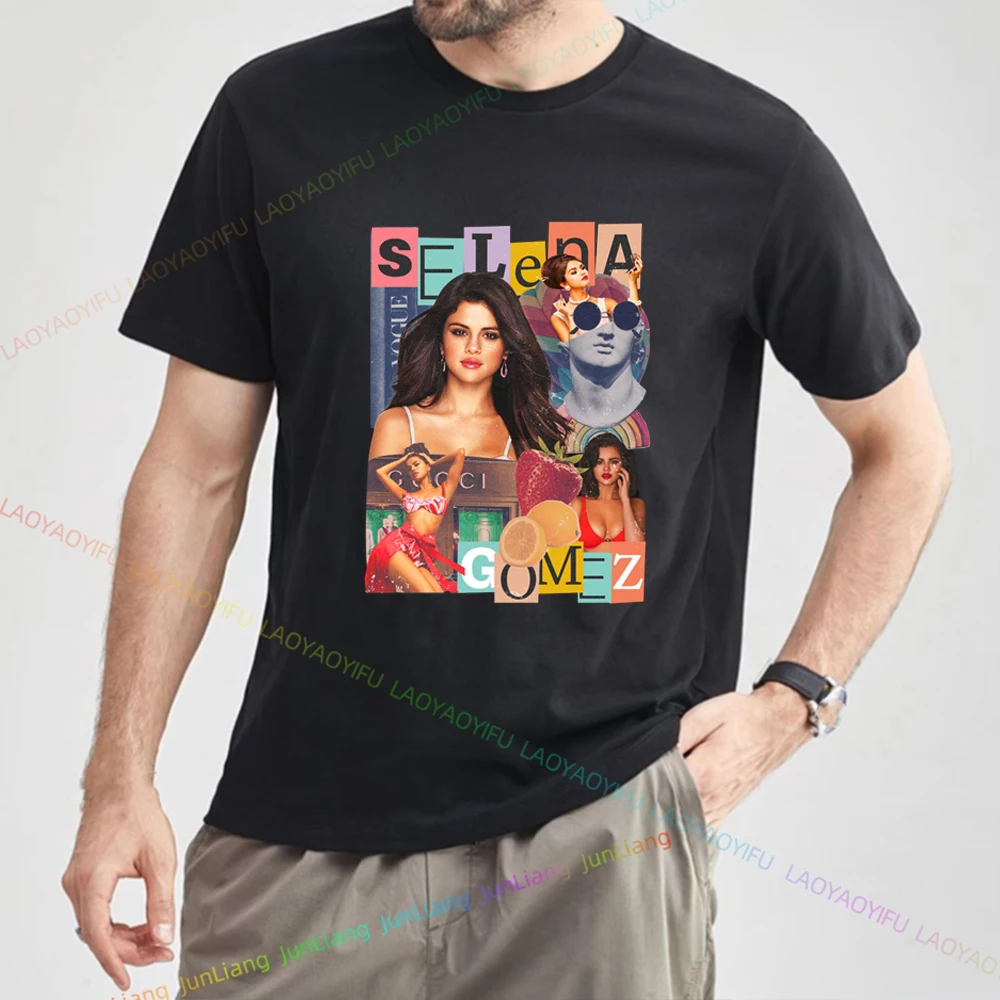 Selena Gomez Y2k Female Singer Funny Gifts Graphic T Shirts Vintage Harajuku Men's T-shirt Streetwear Man Clothes Tops Top Women