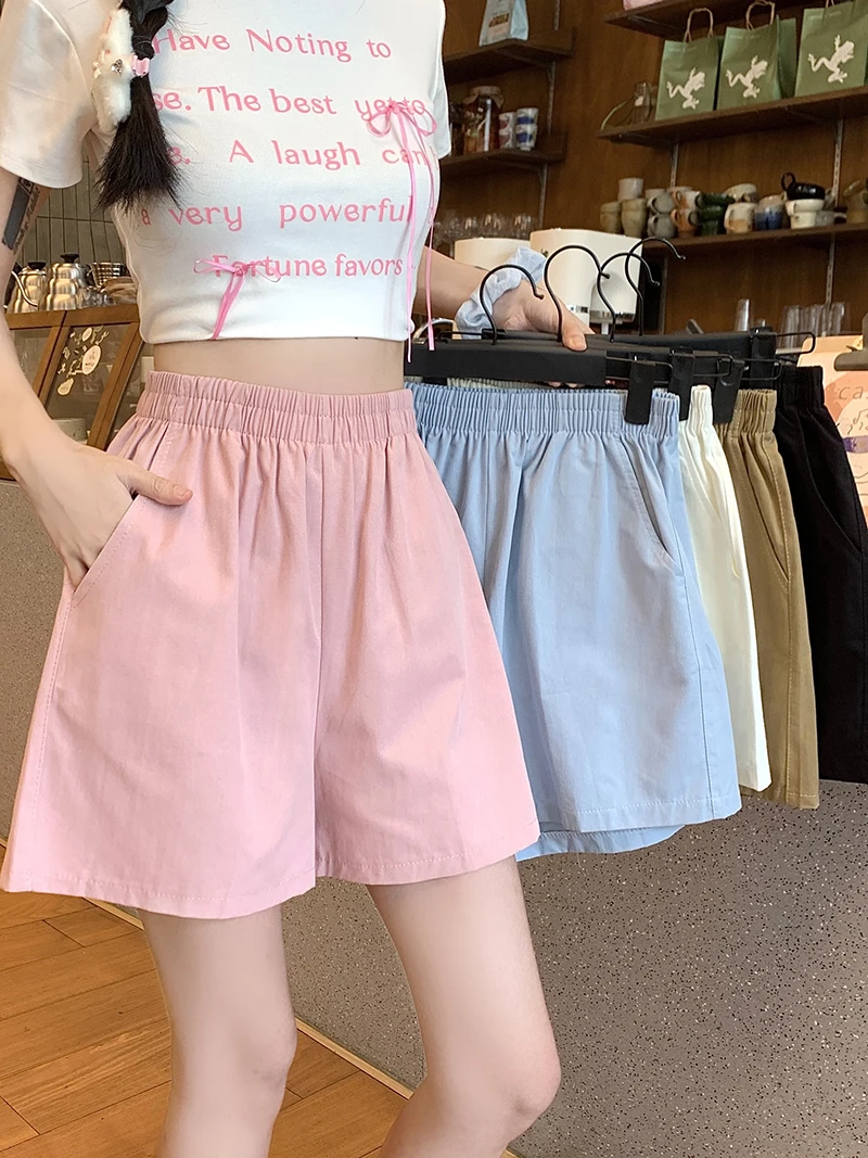 

High Waist Sports Shorts Women Summer Thin Wide Leg Casual Pants Outerwear Cotton Blend Comfortable Breathable Commute Style