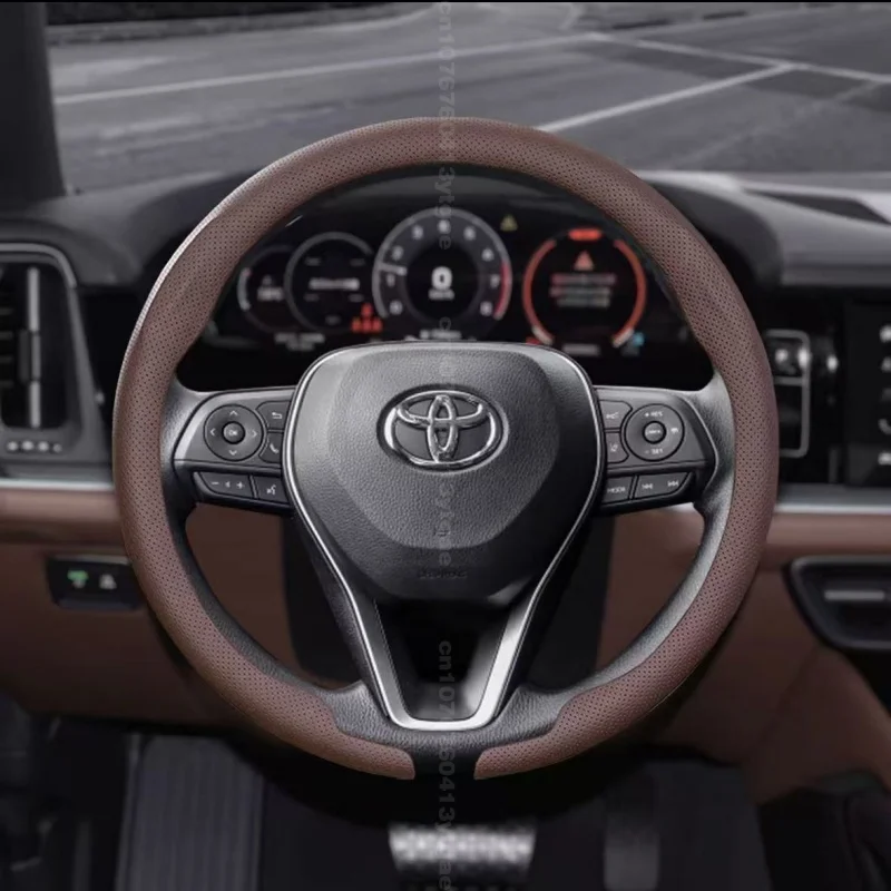 For TOYOTA Crown CHR Yaris Corolla Auris Rav4 Prius Camry Raize Prado Ultra Thin 8D Nappa Leather Car Steering Wheel Cover