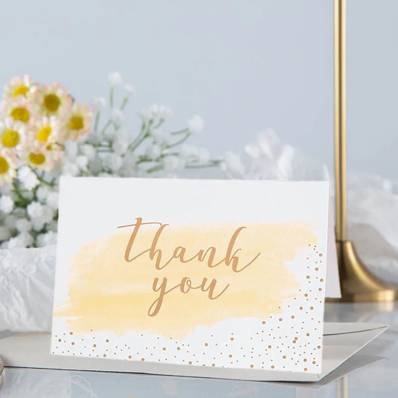 6Pcs 10x15cm Thank You Greeting Cards with Envelopes Note Message Folded Cards Birthday Wedding Party Invitation Card For Guests