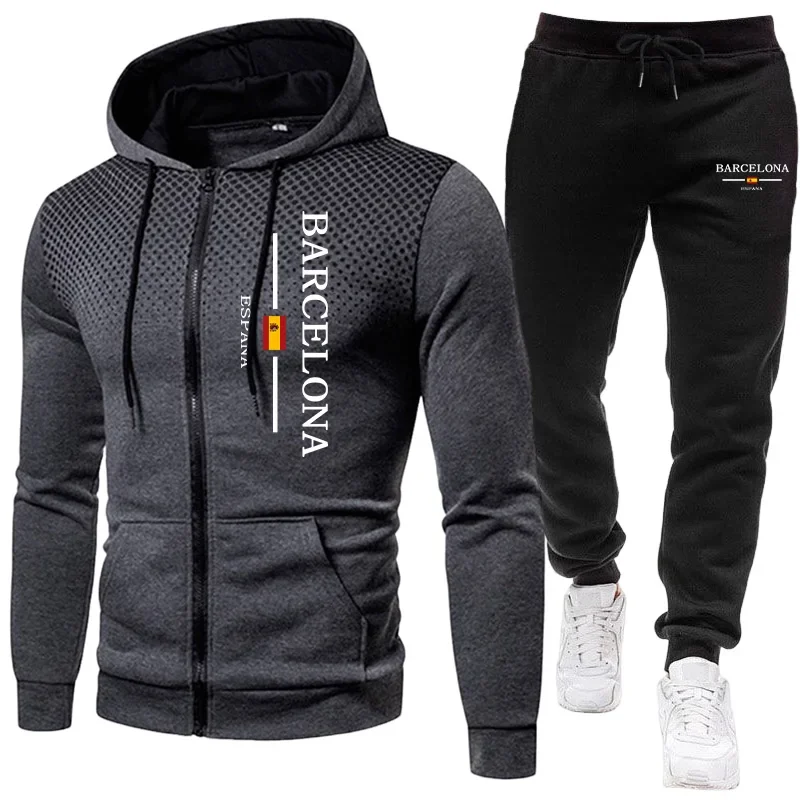 New Men's Jacket Tracksuit Daily Casual Zipper Hooded Sweatshirt Dot Coat Autumn Winter Sports Clothing Outdoors Streetwear Suit