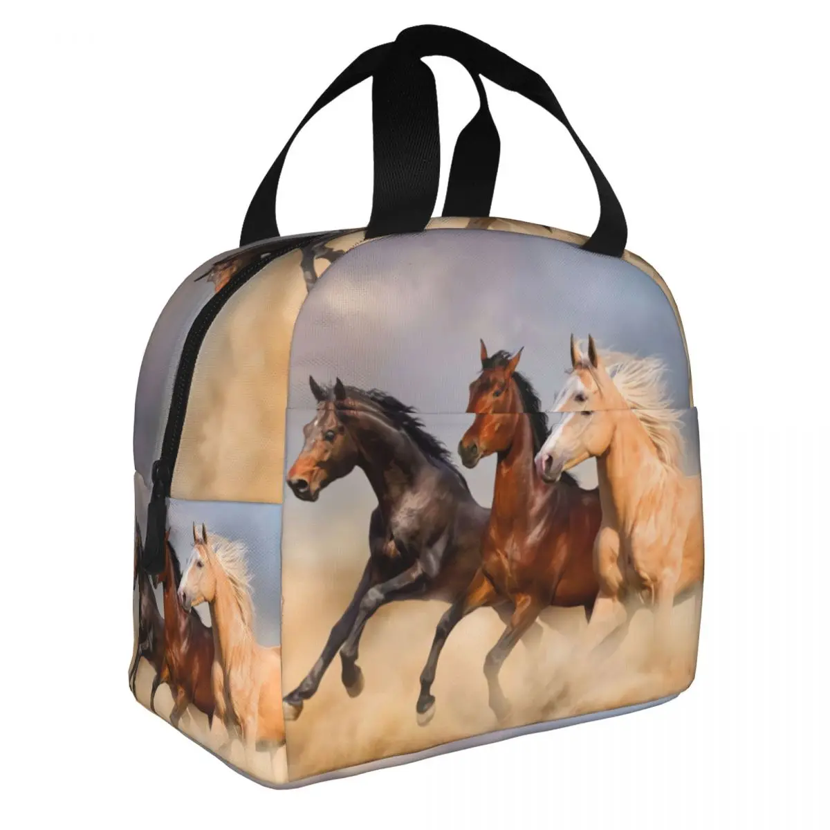 Custom Horse Lunch Bag Warm Cooler Insulated Lunch Boxes for Women Children School Work Picnic Food Tote Container