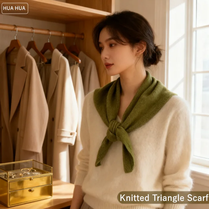 

HUA HUA 2025, новый шерстяной вязаный треугольный шарф в корейском стиле, женский платок, вязаный шарф, многофункциональный теплый вязаный шарф