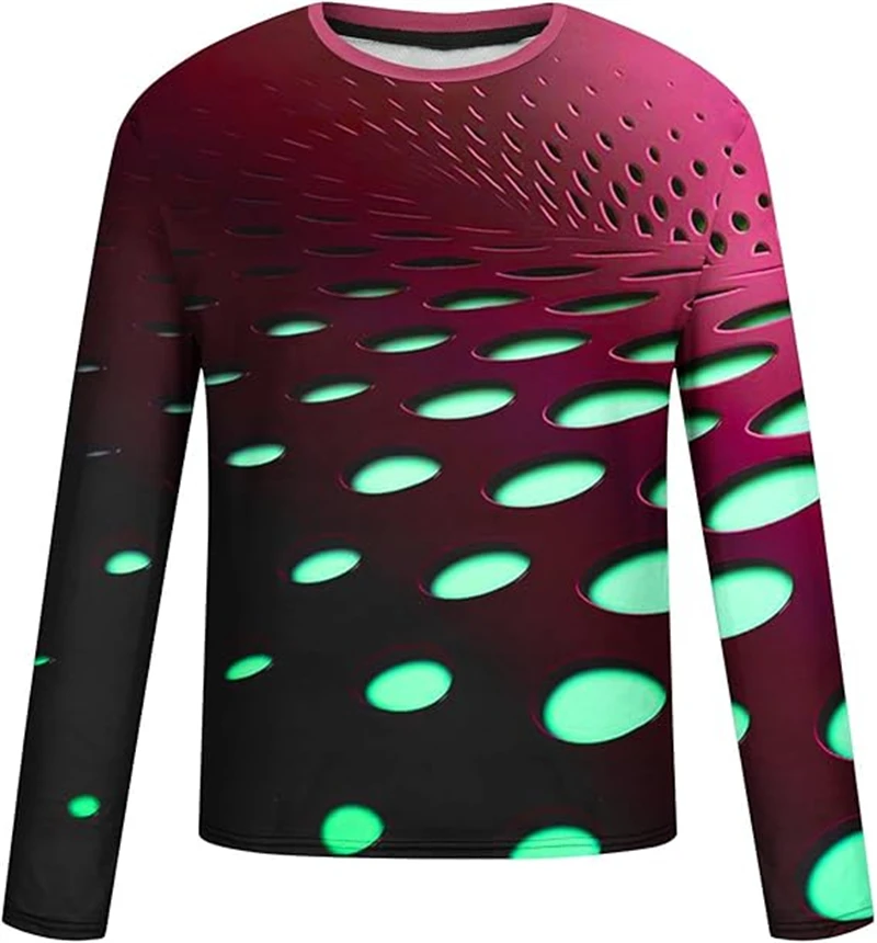 3D Print Visual Illusion Graphic T Shirts For Men New Design Casual Long Sleeve Oversized Tshirts Tops Kids Tshirt Tees Clothes