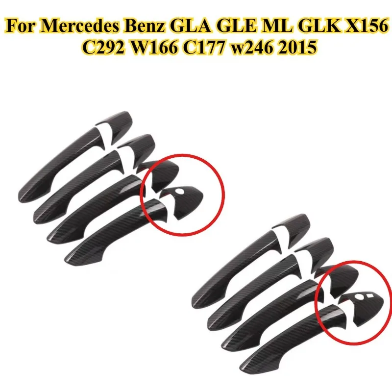 

8 Pcs ABS Carbon Look For Mercedes Benz GLA GLE ML GLK X156 C292 W166 C177 w246 2015 Car right rudder Door Handle Trims Styling