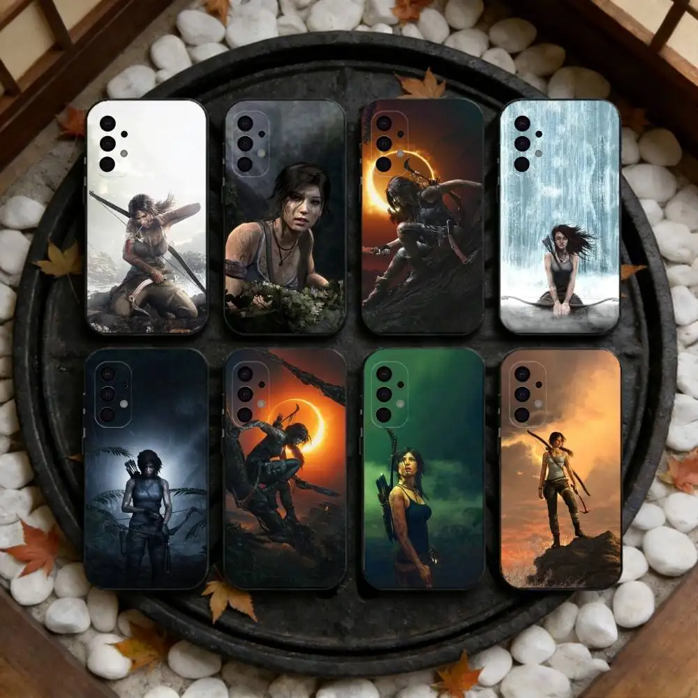 

L-Lara-Croft Tomb Raider Phone Case For Samsung S25,24,23,22,30,21,10,9,Ultra,Plus,FE 5G Black Soft Case