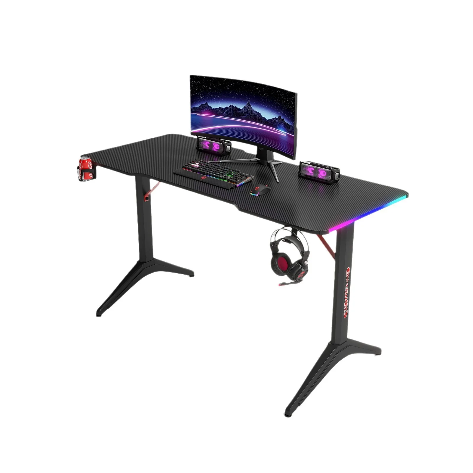 

Трансграничный стол для киберспорта RGB из углеродного волокна от производителя, светящийся Интернет-кафе, компьютерный игровой стол, настольный стол, целиком