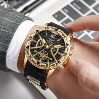 4PCS Fashion Arabic Dial Men Business Quartz Watch CasuSilicone Strap Wristwatch With Necklace Set Reloj Hombre (Without Box) 4