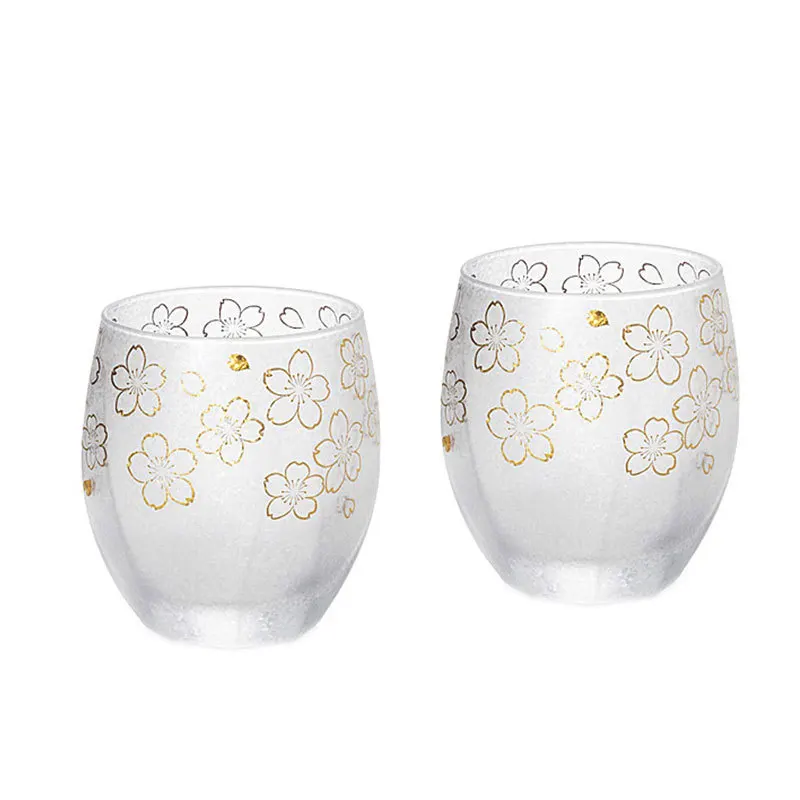 

Snowflake frosted glass pair of cups Japanese large teacup household wine glass set