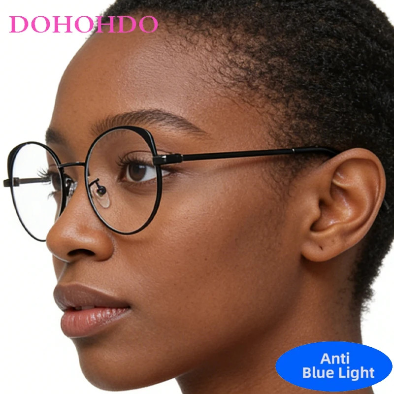 

Metal Round Frame Cat Ears Glasses Blue Light Blocking Women Men Trend Brand Optical Spectacle Computer Eye Protection Eyeglass