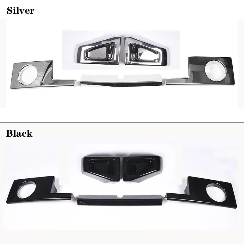 ABS Silver/Black Car Front Bumper Lower Trim Strip Front Fog Lights Trim Cover For Hummer H2 2003-2009 Car Exterior Accessories