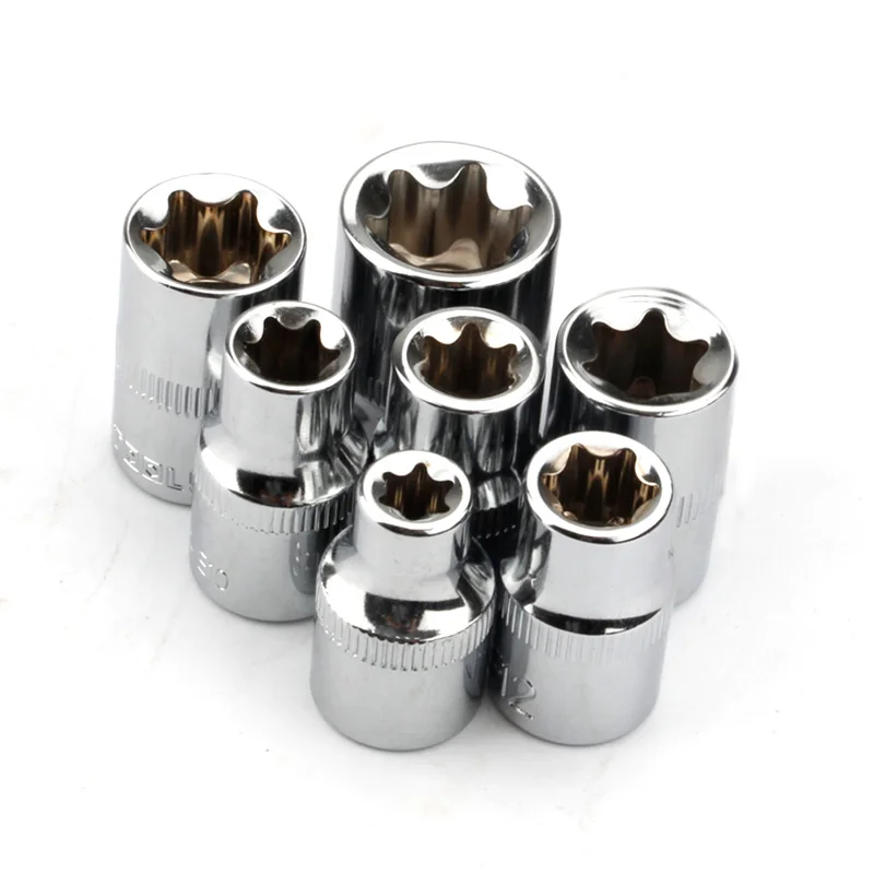 

7pcs Socket Wrenches Supplies Bit E14 E16 E18 Hand Tools Silver Steel Type E8 E10 E11 E12 3/8 inch Accessories