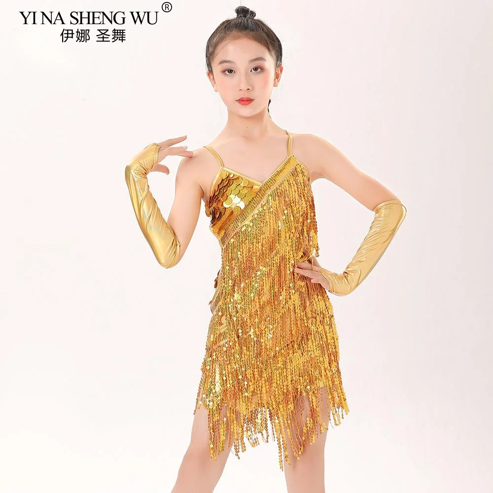 sala da ballo vestito da ballo latino vestito da competizione ragazze gonne pratica usura linea abiti con frange vestiti con nappe costume da ballo tango