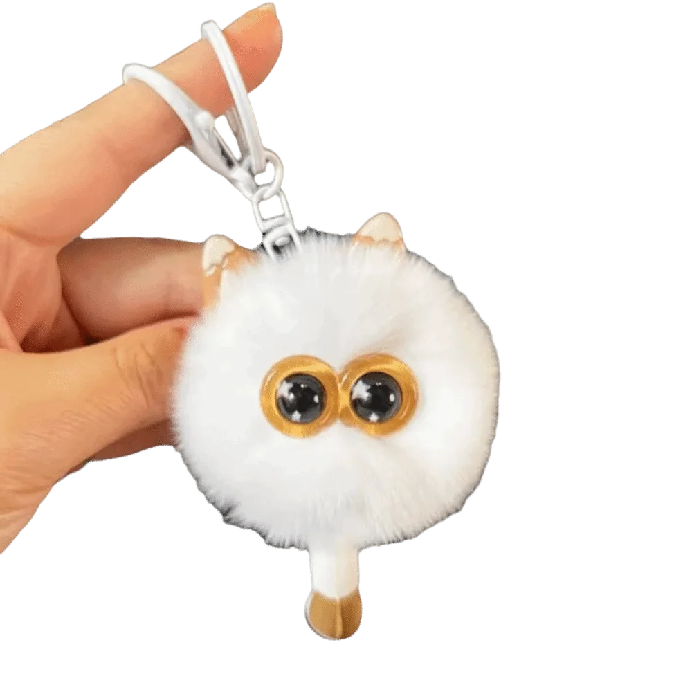 

Милый мультяшный плюшевый брелок-подвеска для пар, креативный брелок для ключей с котенком, аксессуар для сумки, кавайный модный брелок из имитации меха кролика рекс