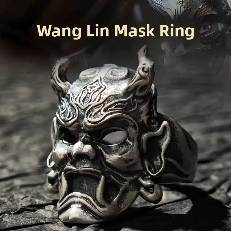 

Ретро-кольцо-маска для мужчин в стиле панк, экстравагантное кольцо-скелет на палец, модный уникальный аксессуар для трутировщиков