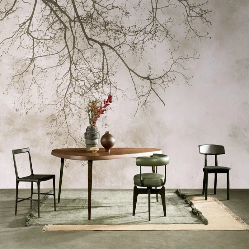 MU9220  Original ancient branches and clouds convey the intention of TV bedroom home decoration background wall