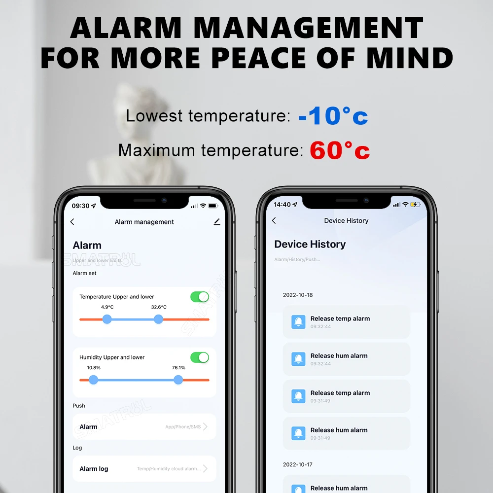 Imagem -06 - Sensor de Temperatura e Umidade Zigbee Wifi Alarme de Tempo Vida Inteligente Aplicativo Tuya Monitor Temp Remoto Uso com o Google Home Assistant