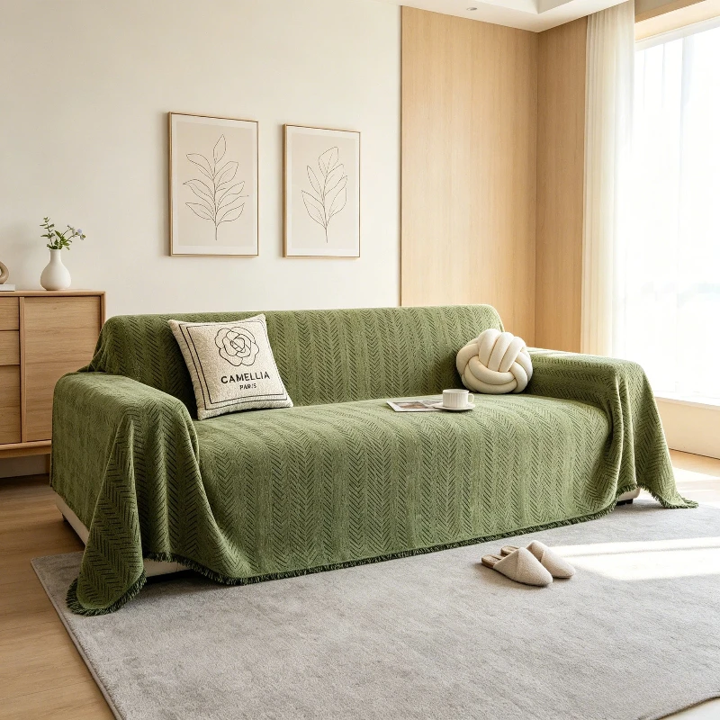 Wrinkle Resistant Thickened Sofa Towel Furniture Protector Sofa Couch Cover Cushion For Living Room 1‑4 Seater Sofa